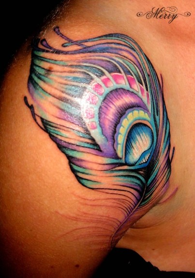 tattoos/ - Custom Peacock Feather Tattoo - 52069